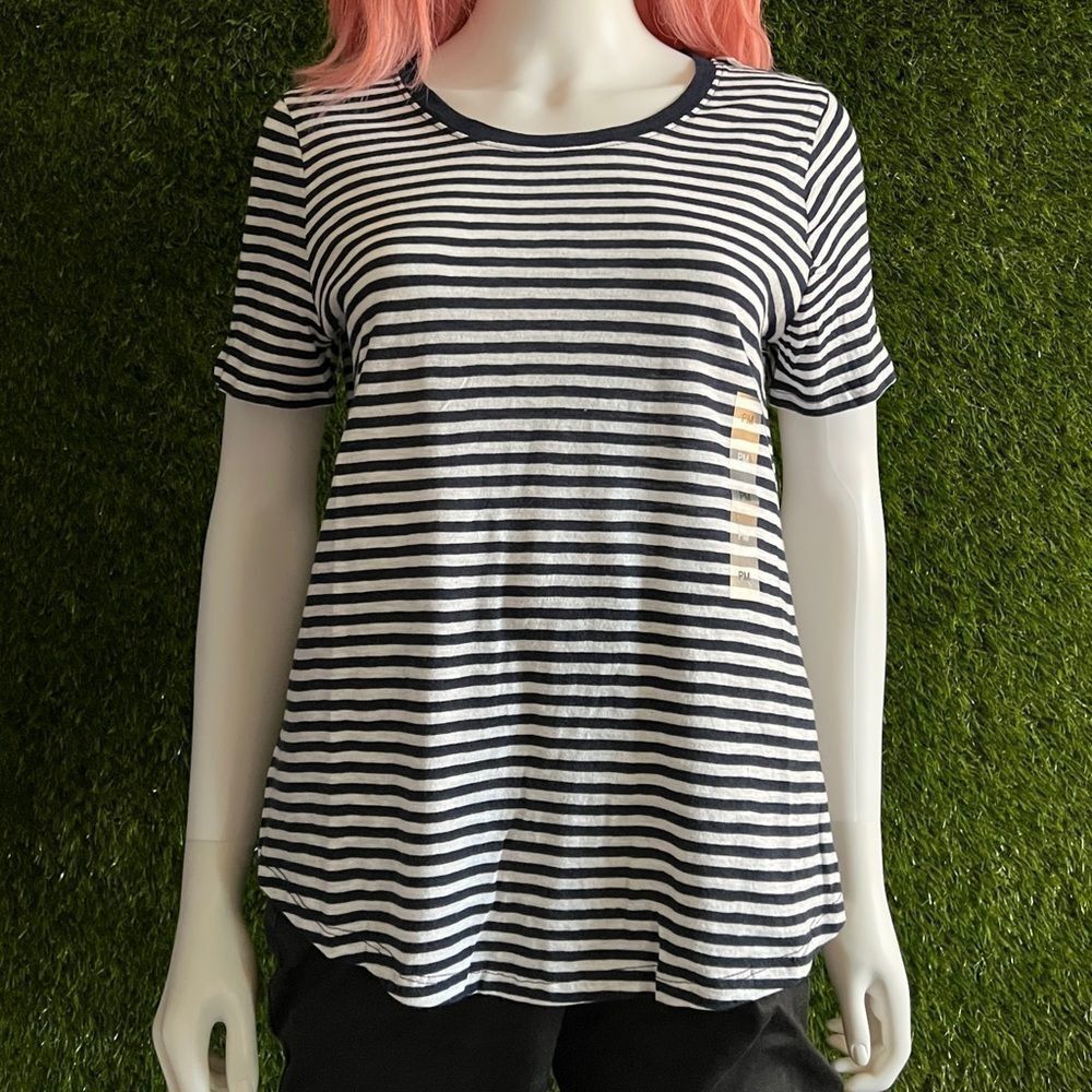 NWT Style & Co Petites Navy Striped T-Shirt
